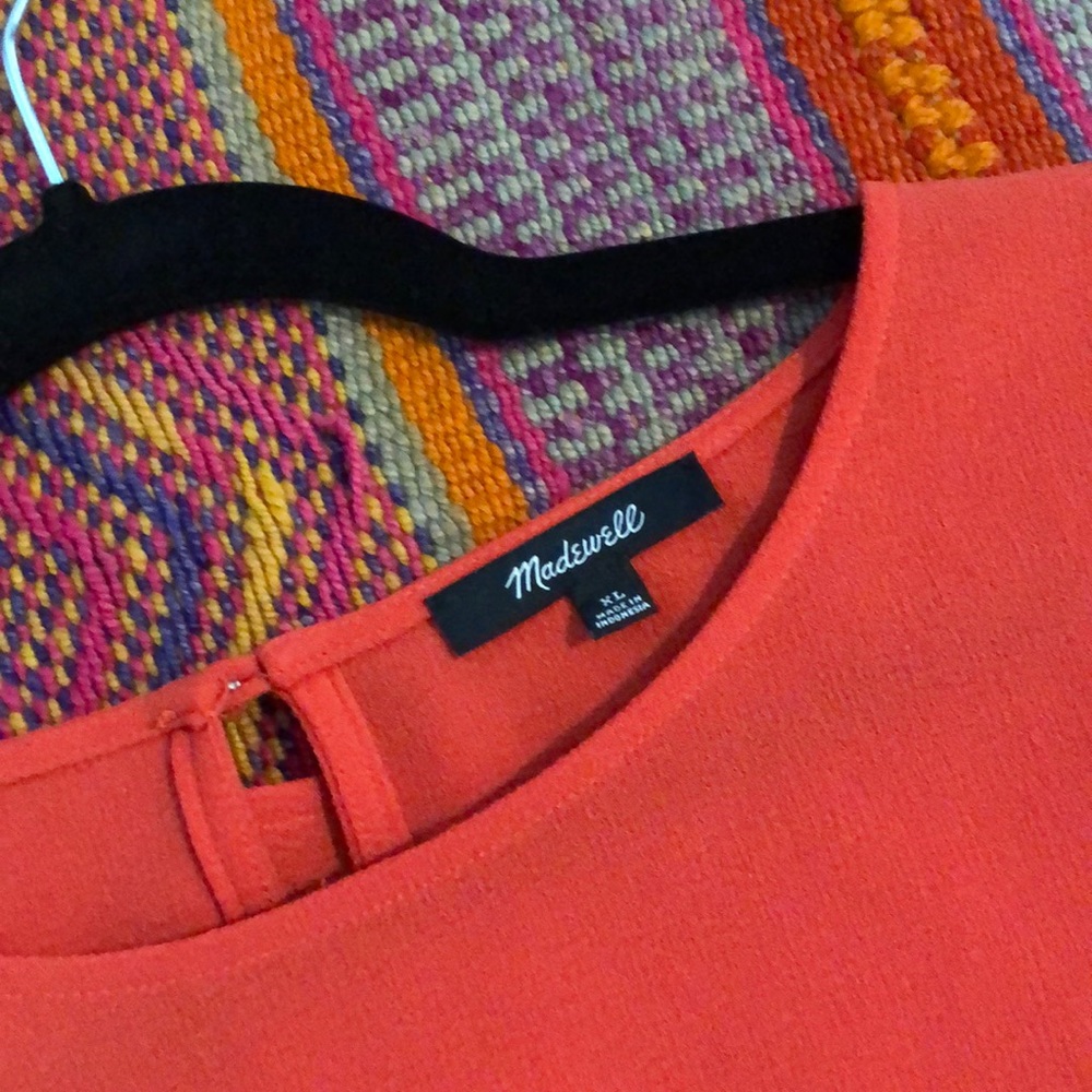 Orange/Poppy Madewell Flutter Sleeve Top - Size XL